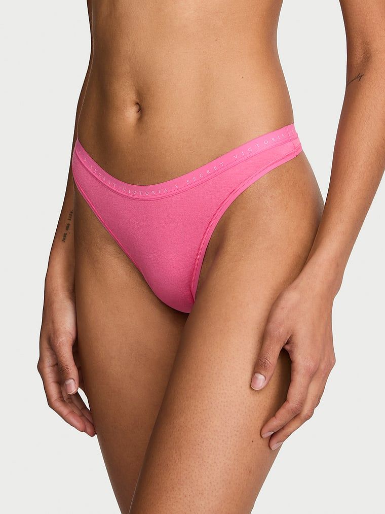 Victoria's Secret Tanga z elastické bavlny vysoko vykrojená