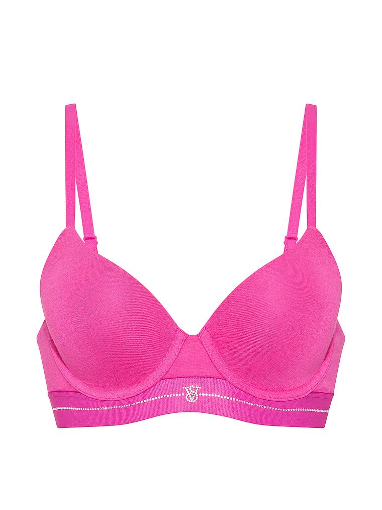 Push-up bavlněná podprsenka Perfect Shape Signature Shine. Produkt je růžové barvy a pochází z kolekce triček.