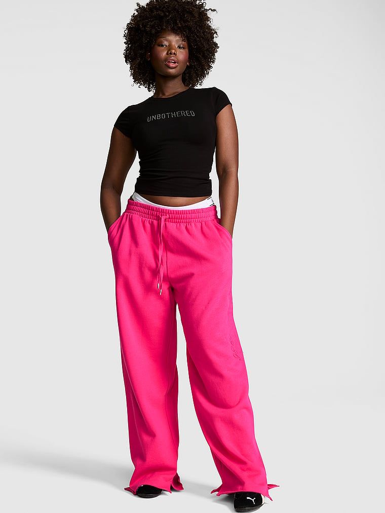 Tepláky Campus Fleece wide leg s rozparkem