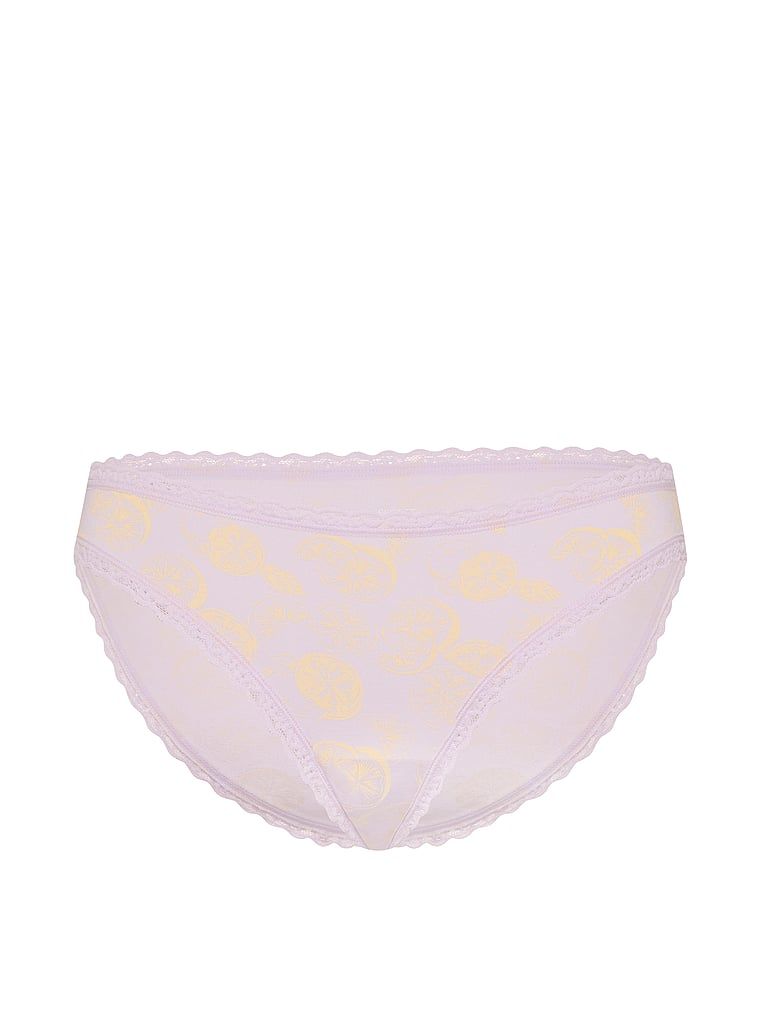 Bavlněné kalhotky s krajkovými bikinami s krajkovým lemováním. Produkt je vzorovaný a pochází z kolekce Lace Trim.