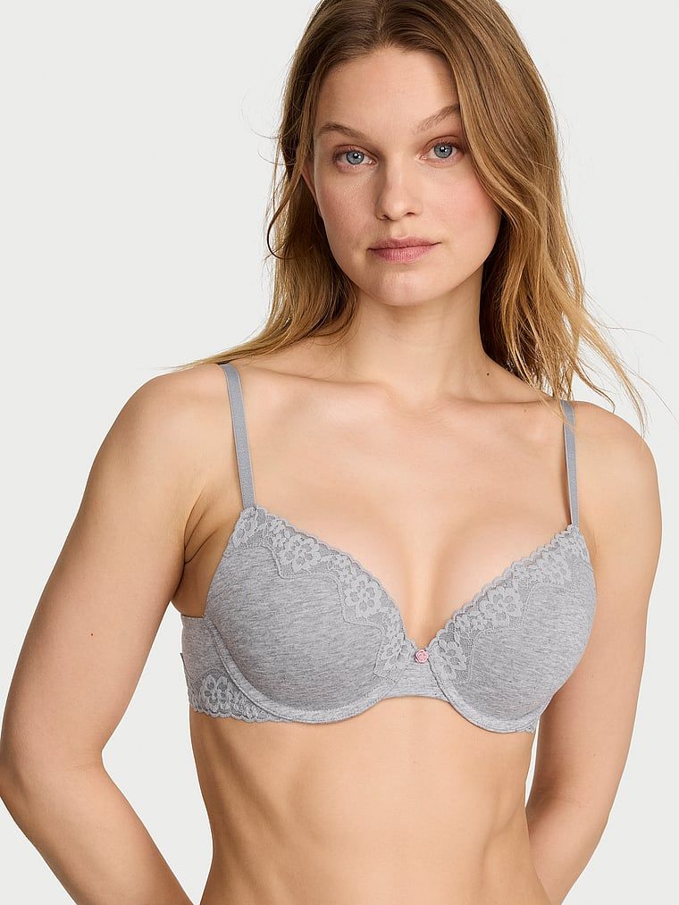T-shirt Bavlněná krajková push-up podprsenka Perfect Shape