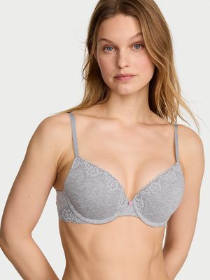 T-shirt Bavlněná krajková push-up podprsenka Perfect Shape