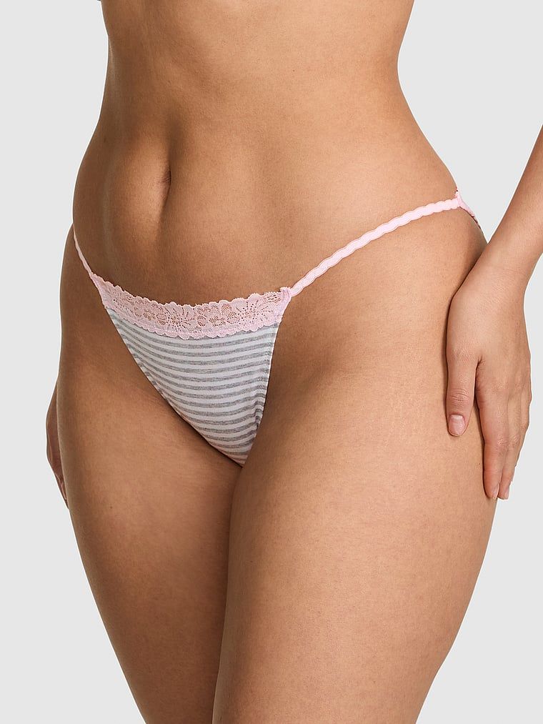 Bavlněné S krajkovým lemem Bikini kalhotky