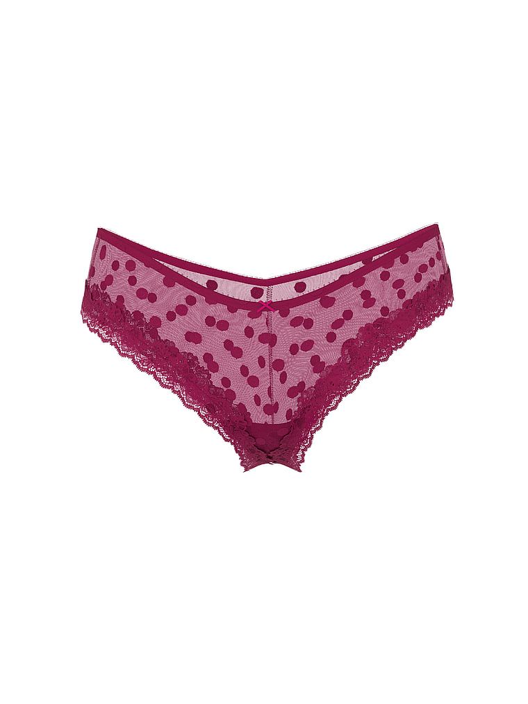 Síťované kalhotky s krajkou na okrajích Sheer Heritage Dot Cheeky. Produkt je vzorovaný a pochází z kolekce Very Sexy.