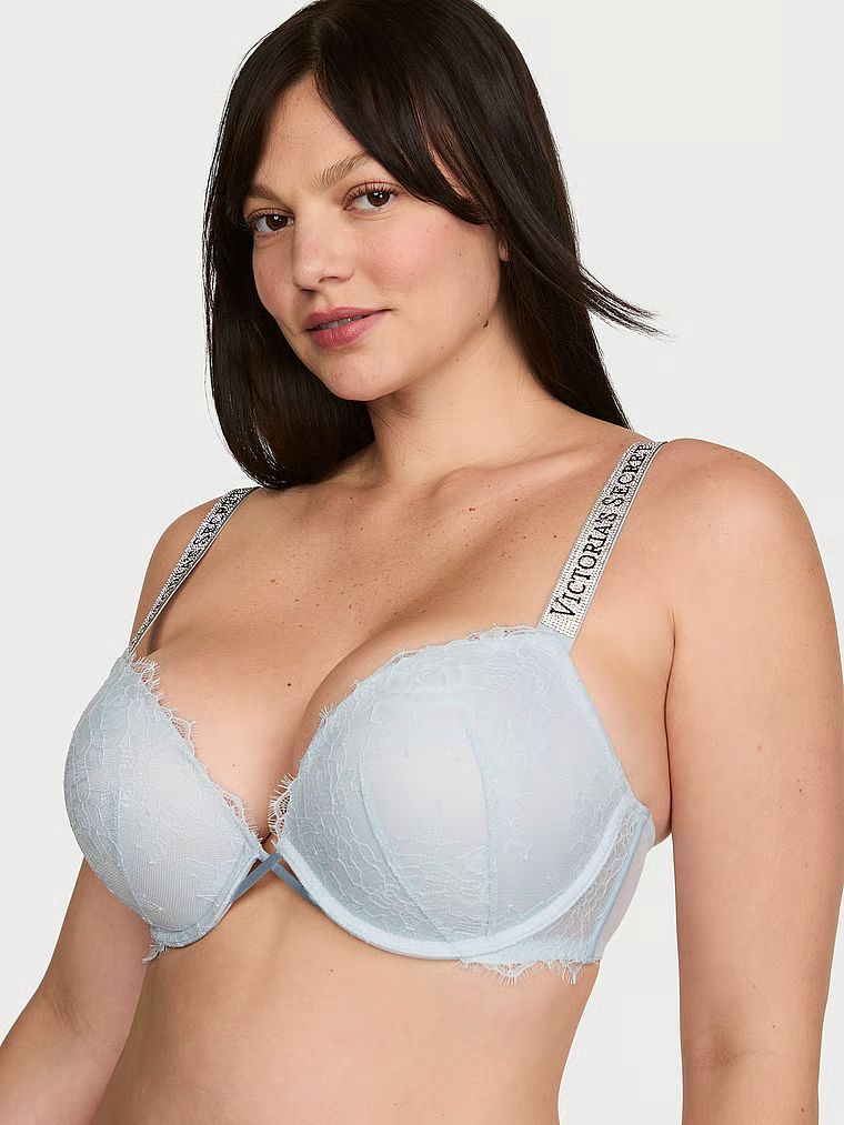 Very Sexy Krajková push-up podprsenka s lesklými ramínky