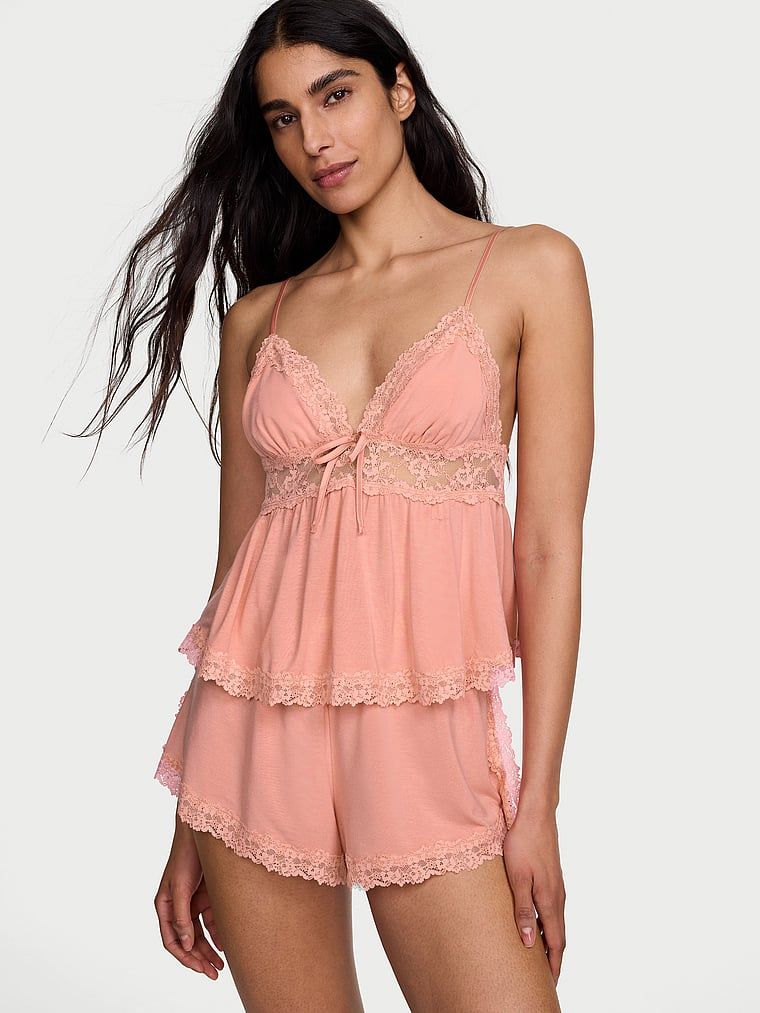 Victoria's Secret Modalová souprava košilky a šortek SoSoft s krajkovým lemem