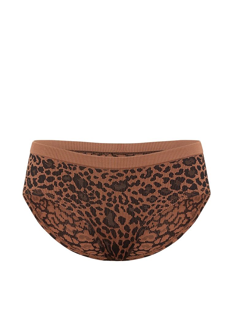 Bezešvové Leopardí žebrové slipy Hiphugger s žebrováním. Produkt má vzorovanou barvu a pochází z kolekce Seamless.