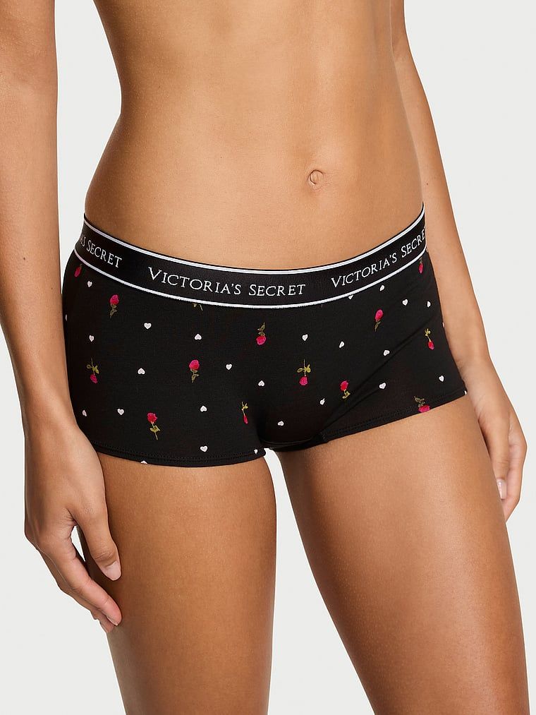 Bavlněné kraťasy s logem v pase Boyshort. Produkt má květinovou barvu a pochází z kolekce Cotton.
