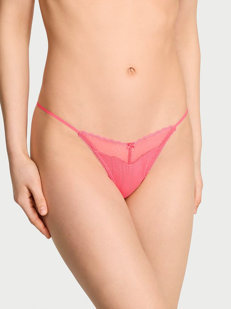 Victoria's Secret Krajkové kalhotky V-String Pointelle