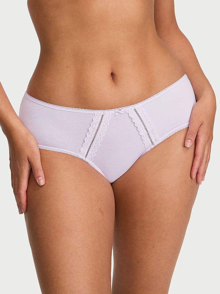 Victoria's Secret Bavlněné bokové kalhotky s krajkovým lemem