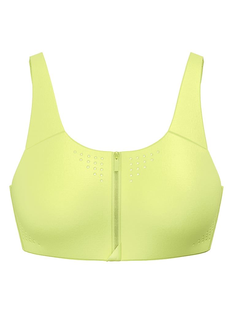 Sportovní podprsenka s maximální podporou se zipem Featherweight Max Front-Close. Produkt je zelený a pochází z kolekce VSX.