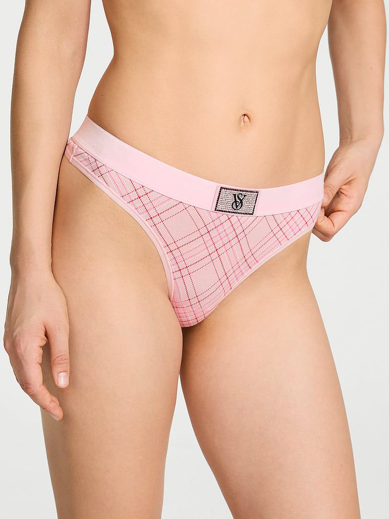 Bavlněná tanga s logem Shine Patch Velvet. Produkt je vzorovaný a pochází z kolekce Cotton.
