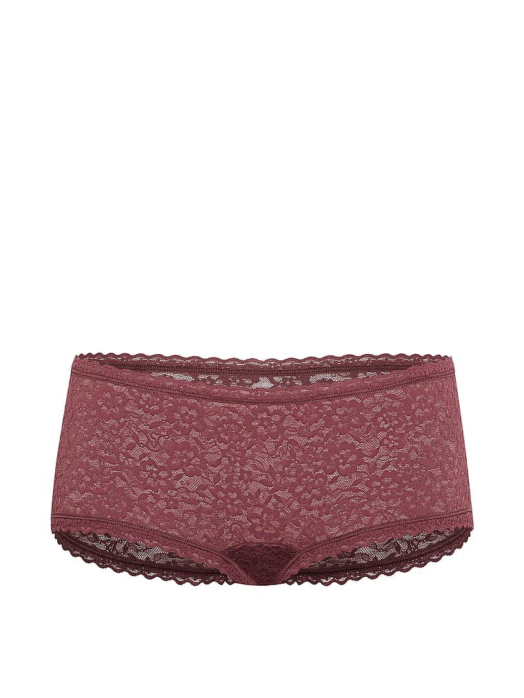 Krajkové kraťasy s nízkým pasem Boyshorts. Produkt je růžové barvy a pochází z kolekce Lacie.