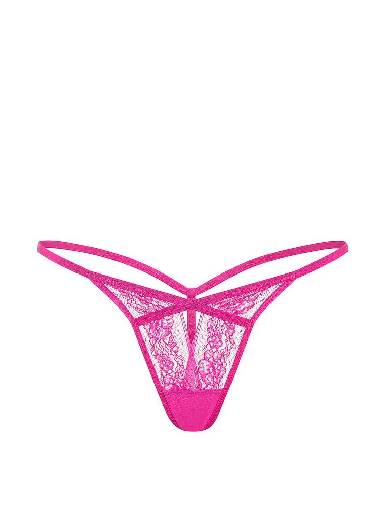 Tanga s výstřihem a krajkou s páskami. Produkt je růžové barvy a pochází z kolekce Very Sexy.