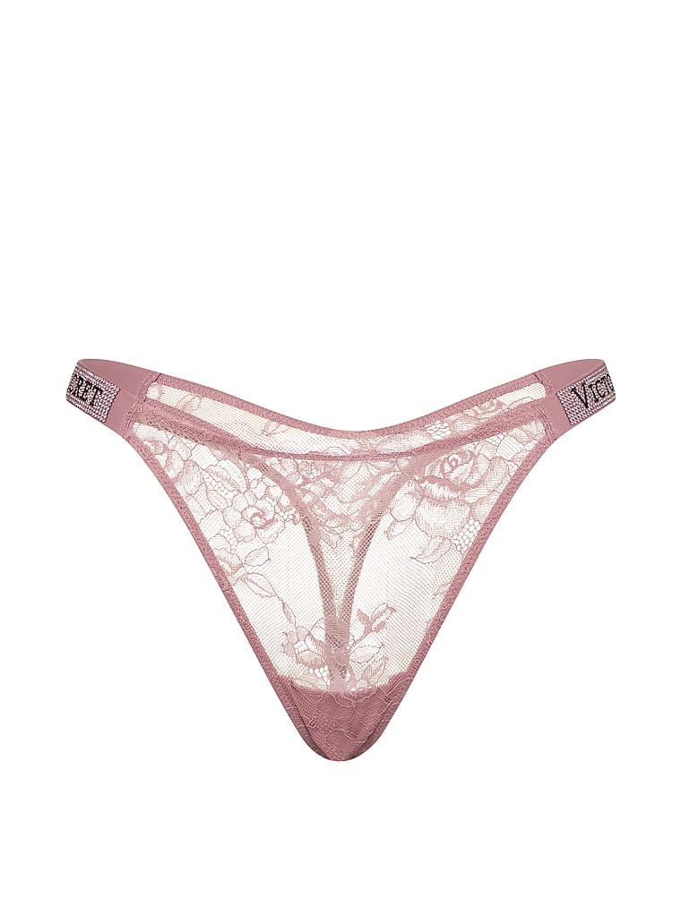 Krajková tanga s lesklými ramínky Shine Strap. Produkt je růžové barvy a pochází z kolekce Very Sexy.