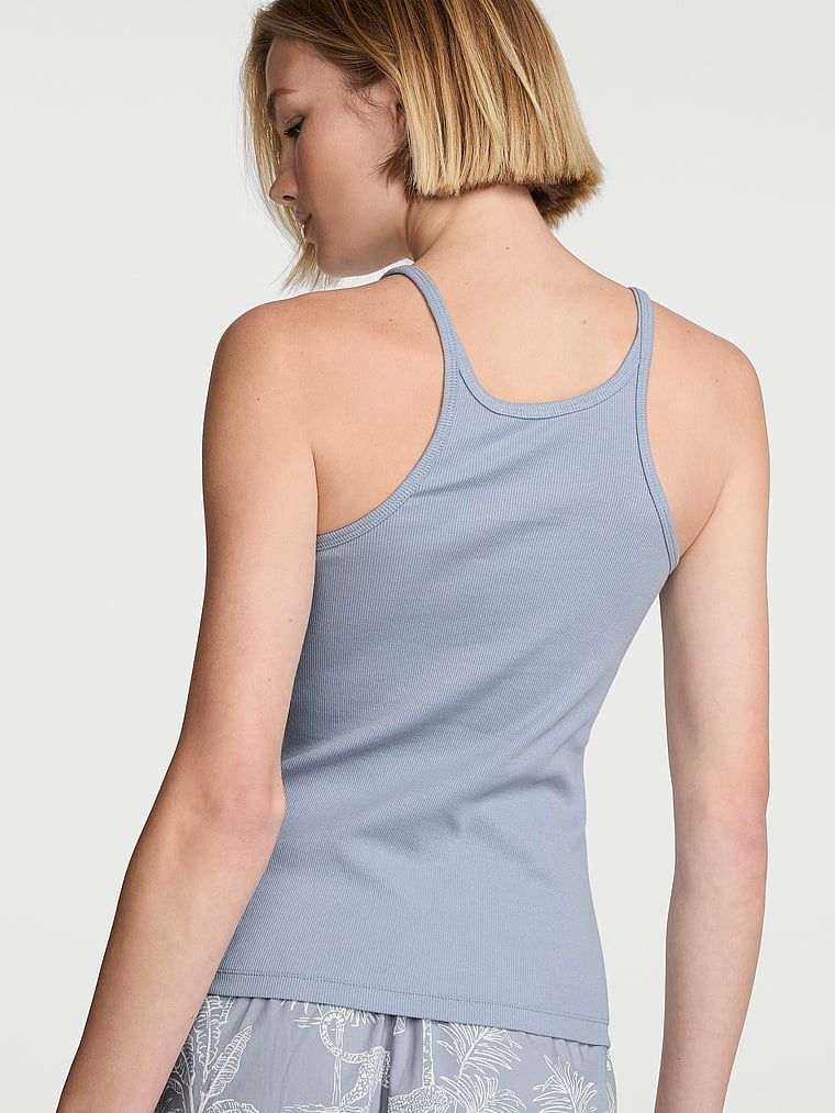 Mix & Match bavlněné noční top. Produkt je modré barvy a pochází z kolekce Victoria's Secret.