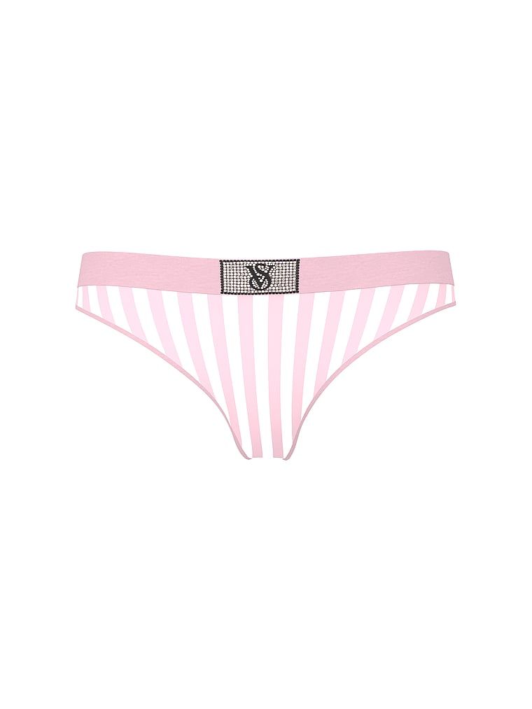 Bavlněná tanga s lesklým logem Shine Patch. Výrobek má pruhovaný vzor a pochází z kolekce Cotton.