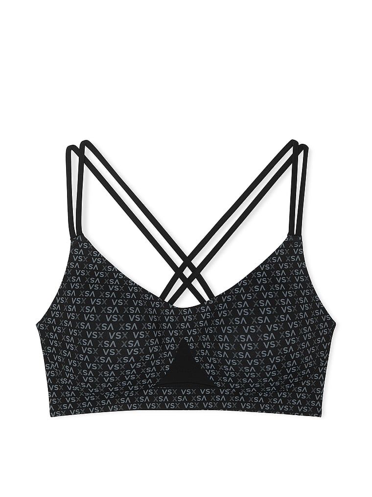 Sportovní podprsenka s lehkou podporou Elevate Strappy. Produkt je vzorovaný a pochází z kolekce VSX.
