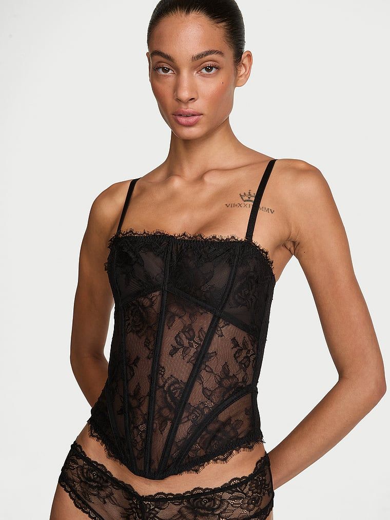 Horní část korzetu Rose Lace. Produkt je černý a pochází z kolekce Very Sexy.