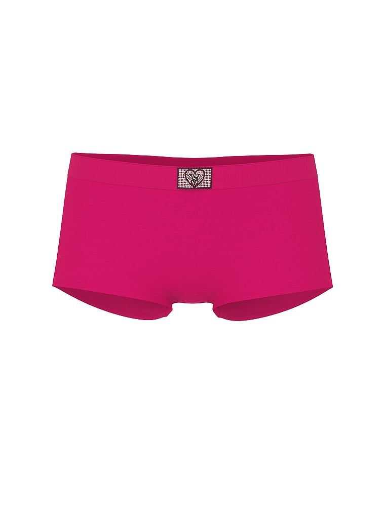 Bavlněné šortky s lesklým logem Boyshort Heart Shine Patch. Produkt je růžové barvy a pochází z kolekce Cotton.