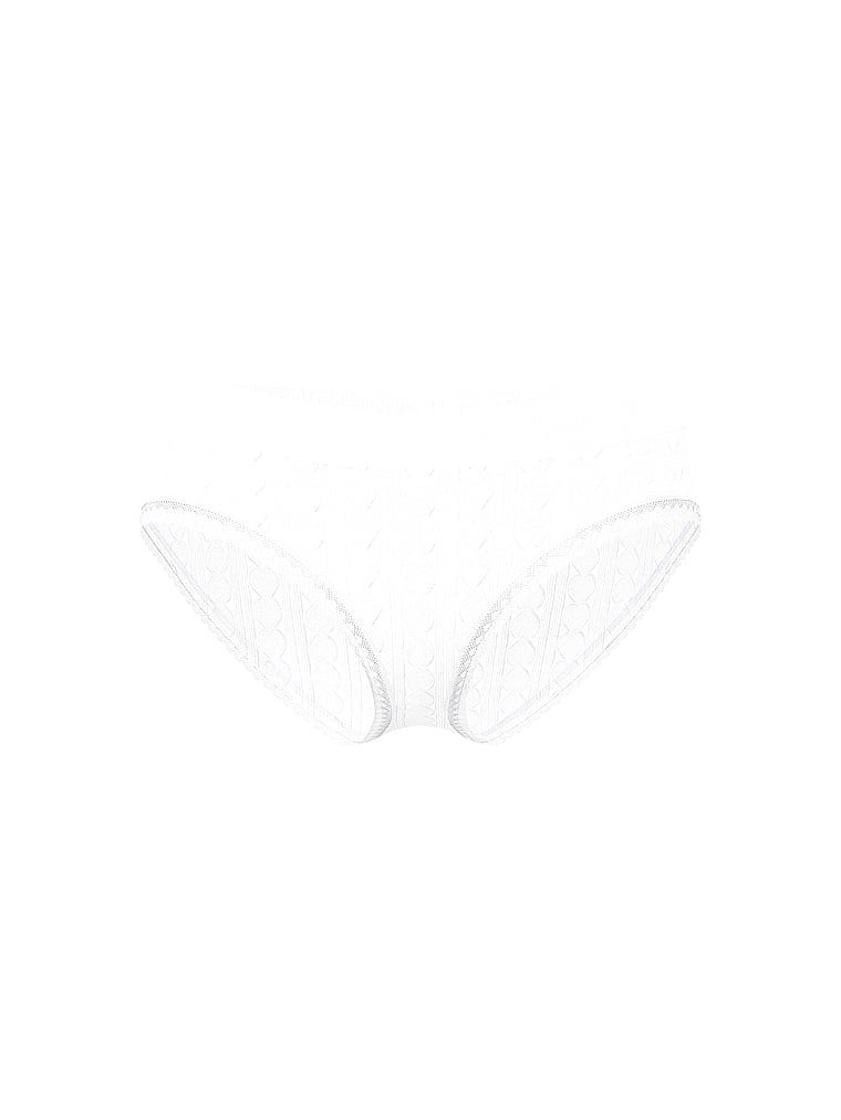 Bavlněné kalhotky se srdíčky a logem Heart Pointelle Hiphugger. Produkt je bílé barvy a pochází z kolekce Cotton.