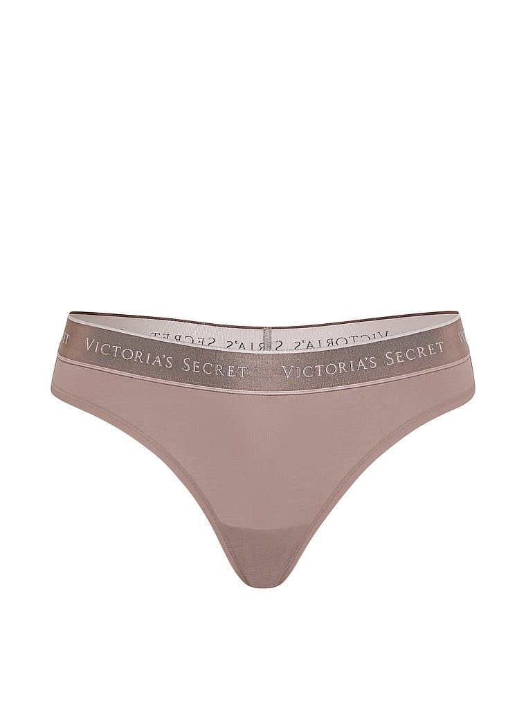 Bavlněné tanga s logem v pase. Produkt je hnědé barvy a pochází z kolekce Cotton.