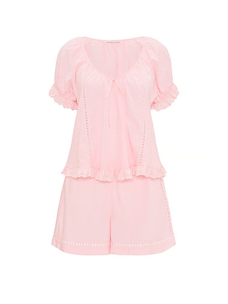Vintage bavlněné pyžamo s kraťasy Dream. Produkt je růžové barvy a pochází z kolekce Victoria's Secret.