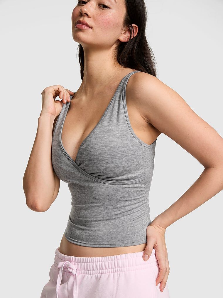 PINK Relay S řasením Wrap Top s podprsenkou