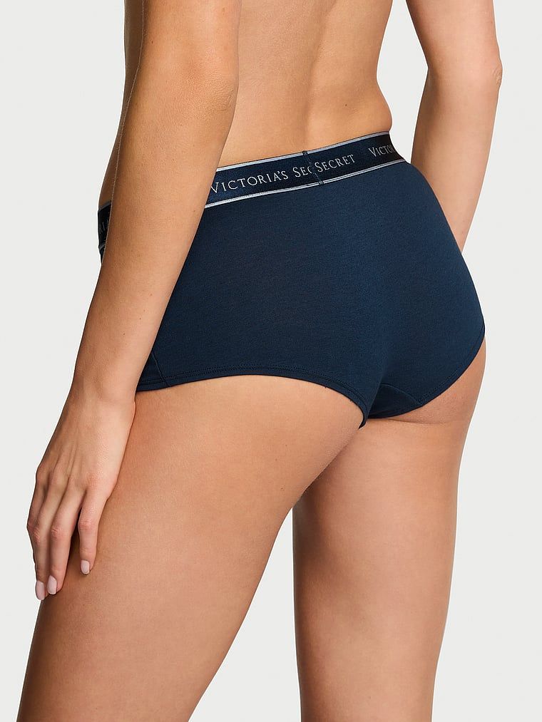Bavlněné šortky s logem v pase Boyshort. Produkt je modré barvy a pochází z kolekce Cotton.
