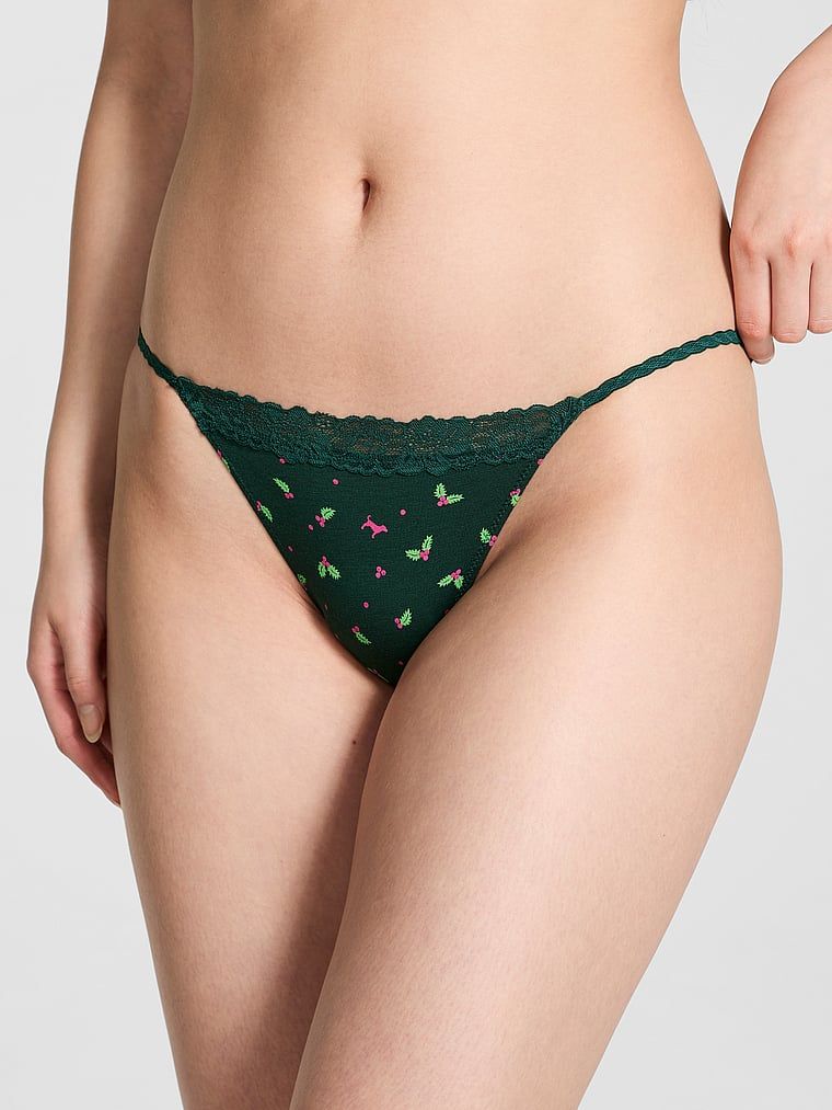 Bavlněné bikiny kalhotky s krajkovým lemem