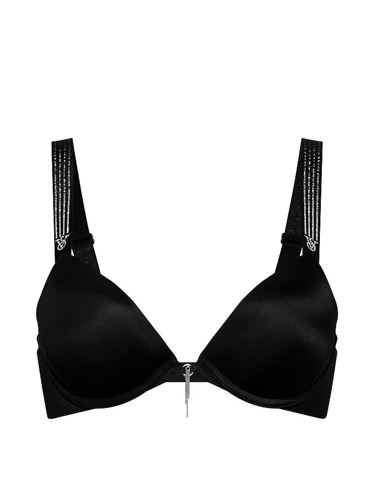 Podprsenka na push-up s lesklými ramínky Ombre Shine. Produkt je černý a pochází z kolekce Very Sexy.