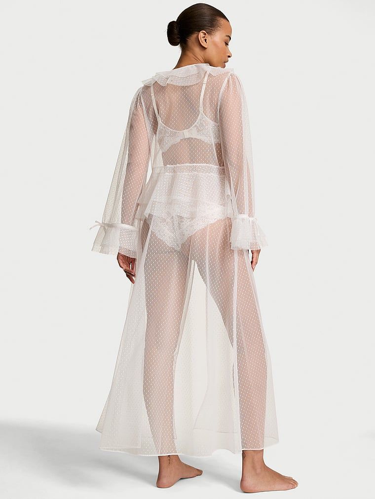 Maxi župan s puntíkovanou síťkou. Produkt je bílý a pochází z kolekce Dream Angels.