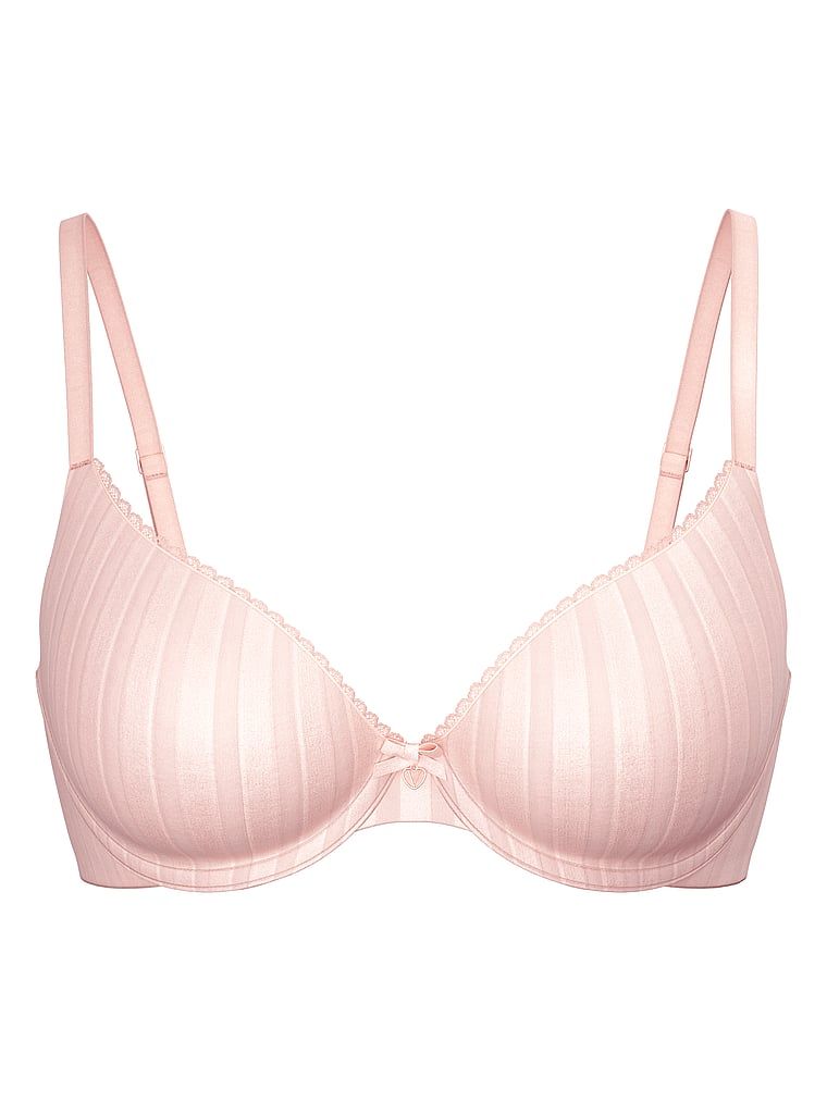 Mírně vyztužená podprsenka s výrazně vysazenými košíčky. Produkt je růžový a pochází z kolekce Body by Victoria.