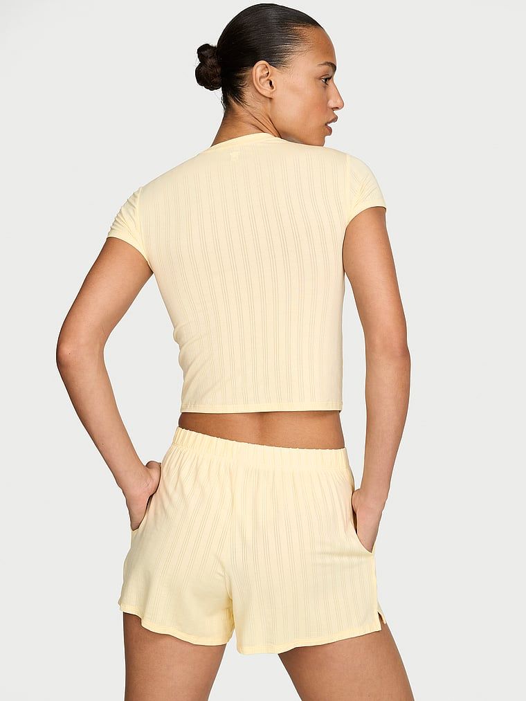 SoSoft ultra-jemné modální šortky na spaní. Produkt je žluté barvy a pochází z kolekce Victoria's Secret.