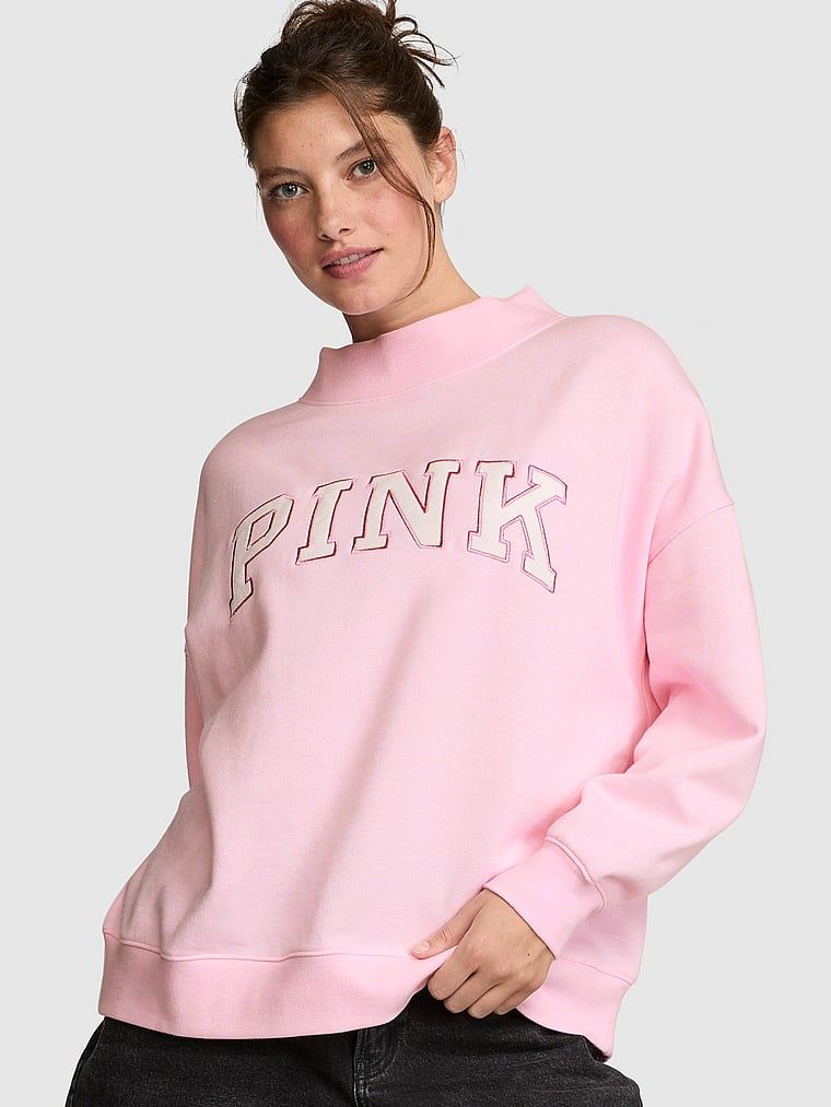 PINK Oversized mikina Campus Fleece se stojáčkem