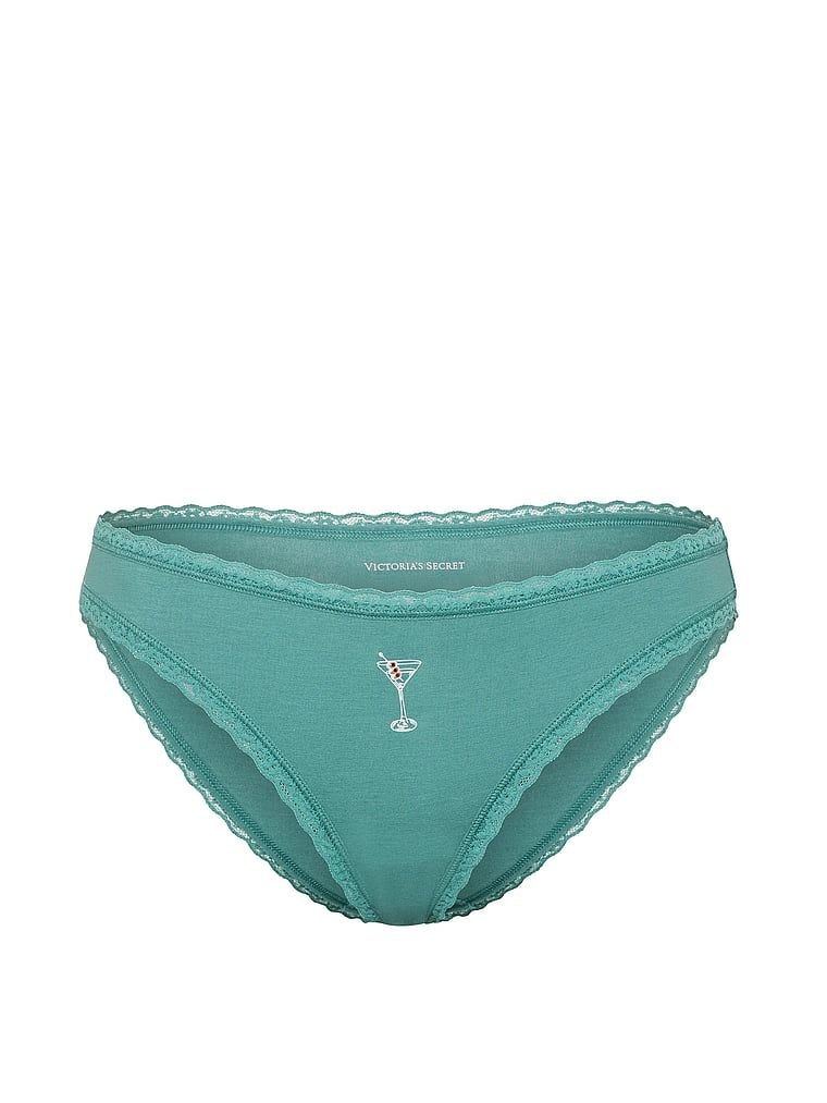 Bavlněné kalhotky s krajkovými bikinami s krajkovým lemováním. Produkt je vzorovaný a pochází z kolekce Lace Trim.