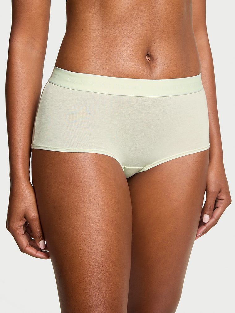Bavlněné šortky s logem v pase Boyshort. Produkt má zelenou barvu a pochází z kolekce Cotton.