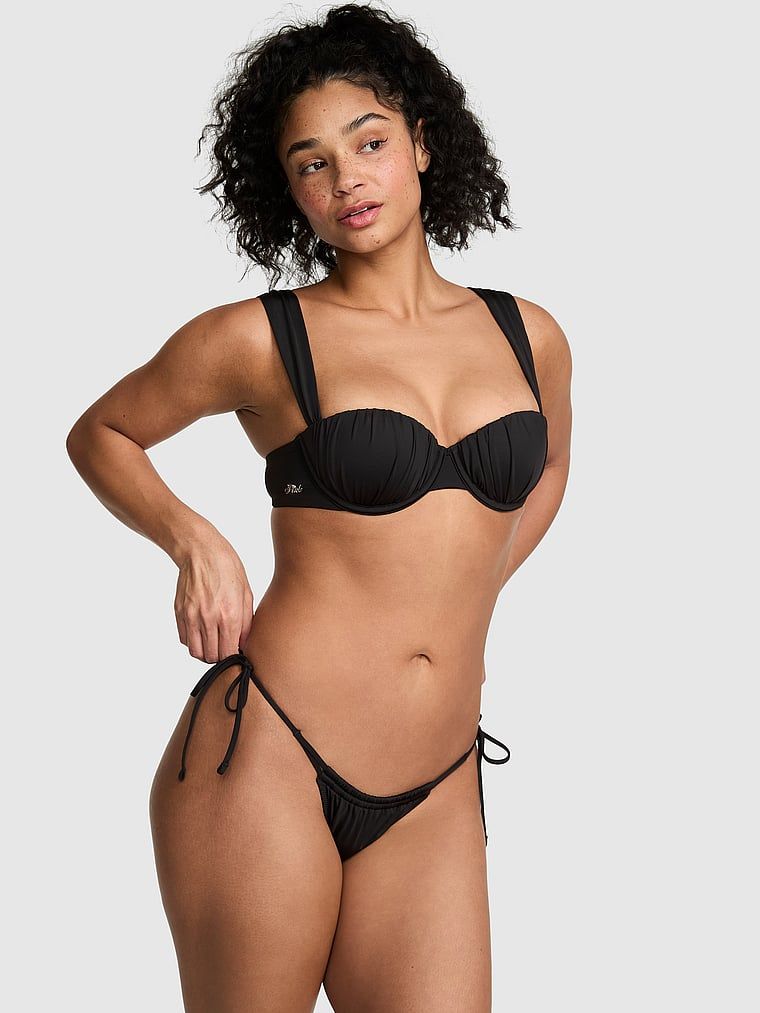 Řasený push-up bikinový top balconette