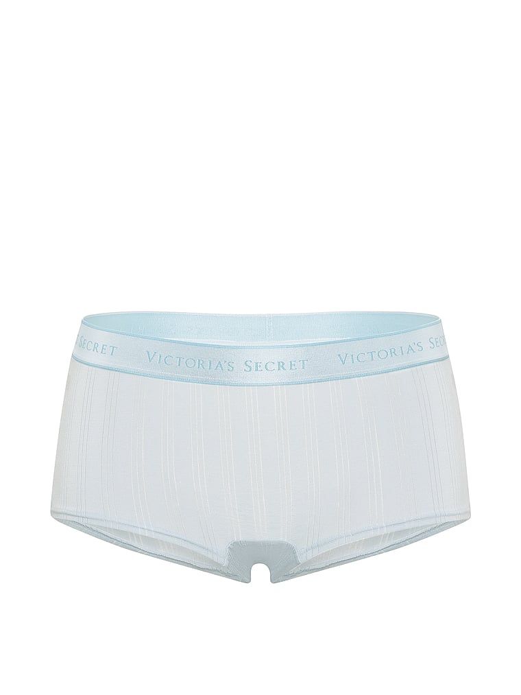 Kraťasy vyrobené z Ultra-Fine Logo Boyshort modal. Produkt je modré barvy a pochází z kolekce Cotton.