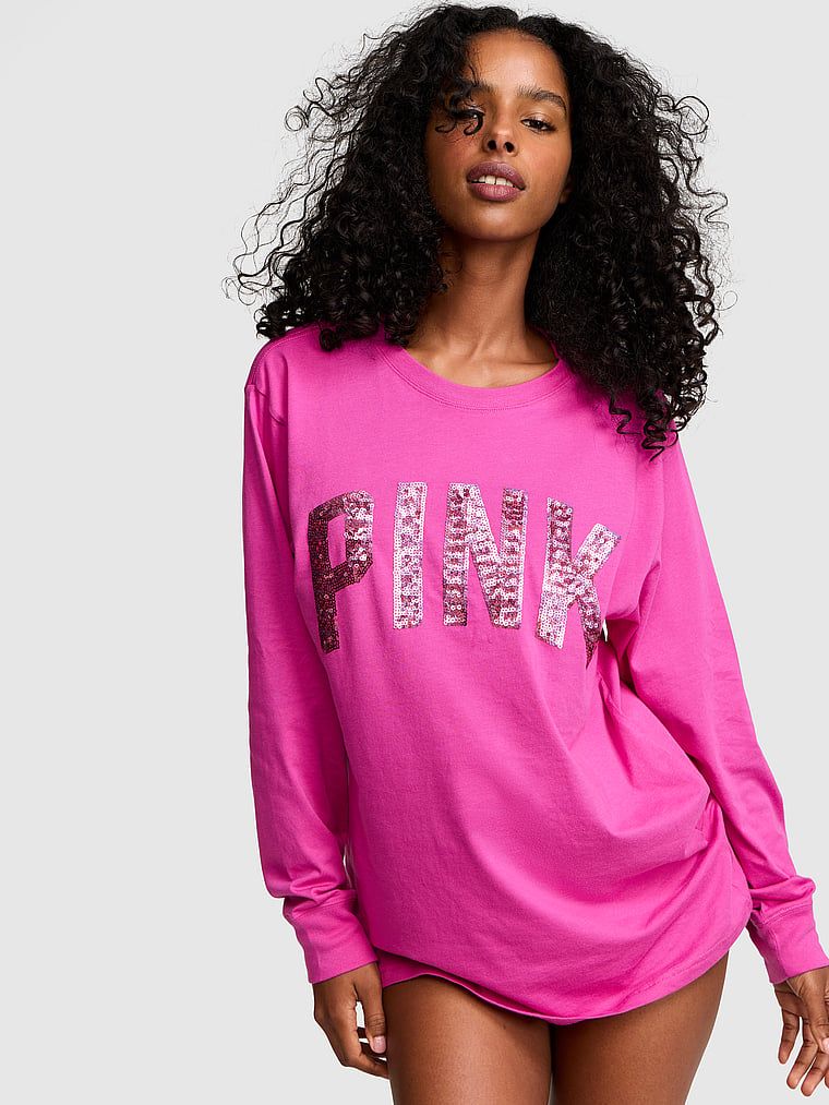 PINK Tričko Campus Cotton s dlouhým rukávem