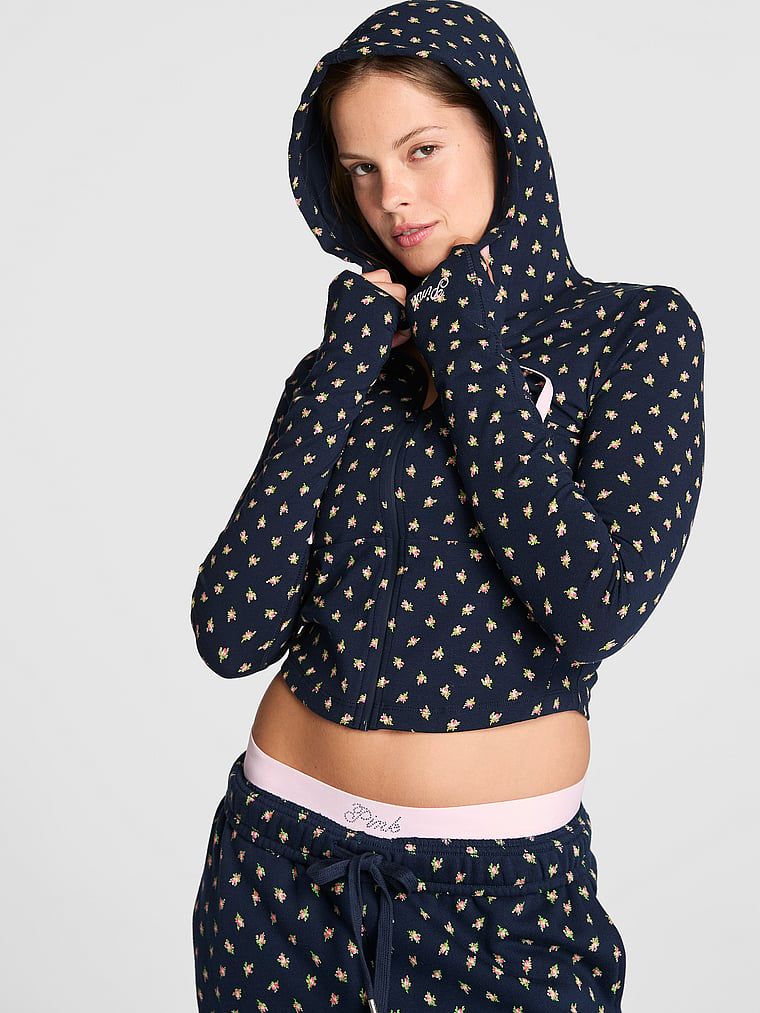 PINK Mikina All-Day Cotton s kapucí a celorozepínacím zipem