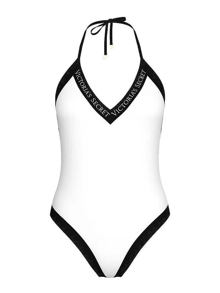 Jednodílné plavky Iconic Logo. Produkt je bílý a pochází z kolekce Victoria's Secret Swim.