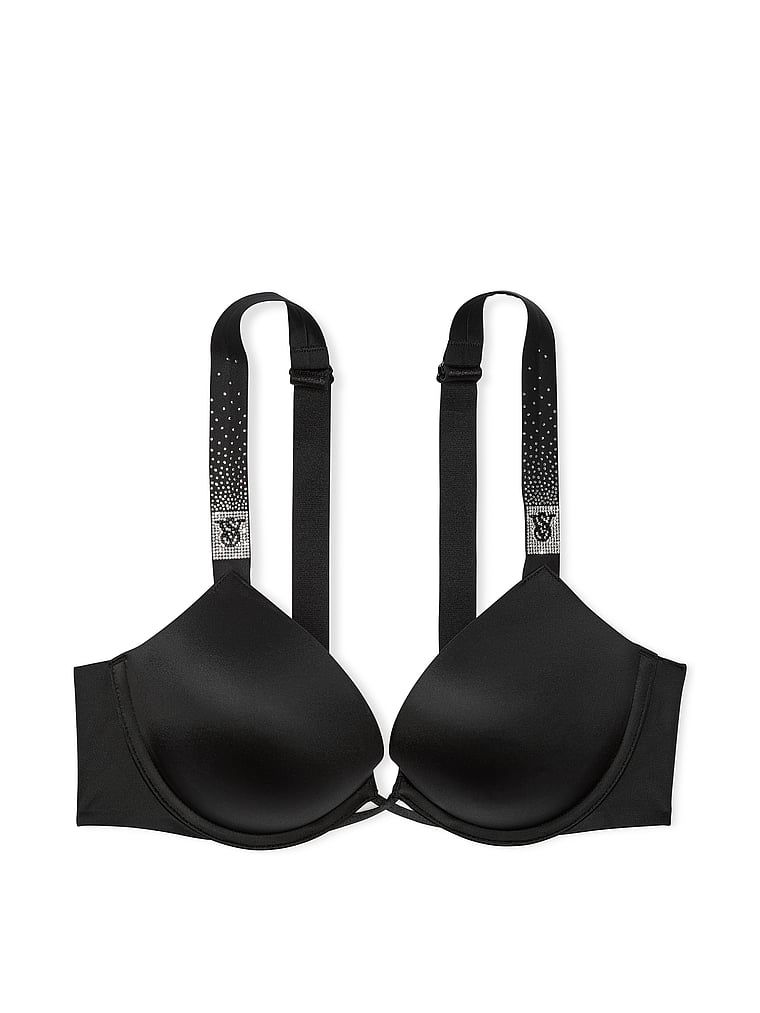 Push-up podprsenka zvětšující se o 2 velikosti Bombshell Scattered Shine Strap. Produkt je černý a pochází z kolekce Very Sexy.