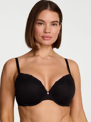T-shirt Bavlněná push-up podprsenka Perfect Shape s krajkovým lemem a tónovanými proužky