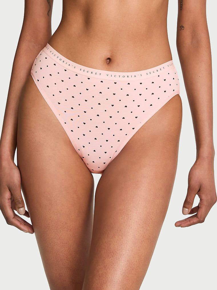 Victoria's Secret Strečové bavlněné kalhotky s vysokými nohavičkami