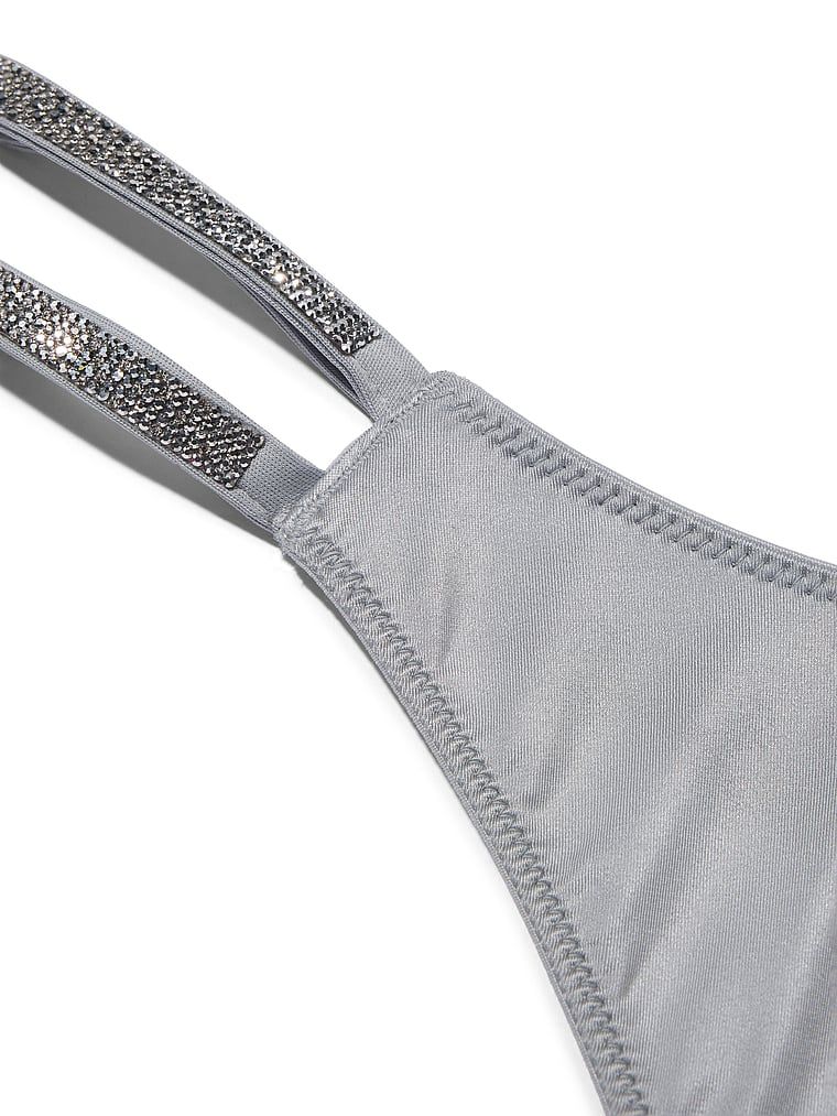 Dvojité lesklé ramínko s tangy. Produkt je šedobarevný a pochází z kolekce Very Sexy.