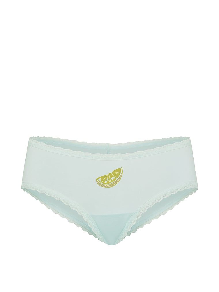 Bavlněné kalhotky s krajkou na okrajích Lace-Waist Cheeky. Produkt je modré barvy a pochází z kolekce Lace Trim.