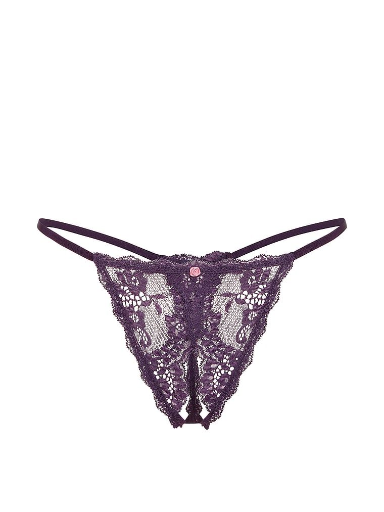 Peekaboo krajkové tanga bez schodu. Produkt je fialové barvy a pochází z kolekce Dream Angels.