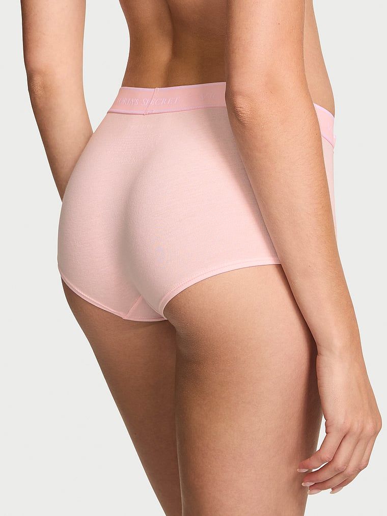 Bavlněné šortky s logem v pase Boyshort. Produkt má růžovou barvu a pochází z kolekce Cotton.