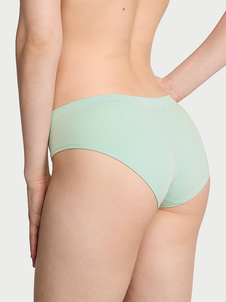 Spodní prádlo z lesklého materiálu Shimmer Hiphugger. Produkt je zelené barvy a pochází z kolekce Seamless.